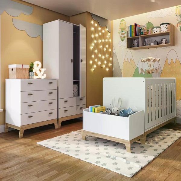 Encontraproduto.com.br - Quarto Infantil 5 Peças Favo de Mel FM035 Branco Completa Moveis