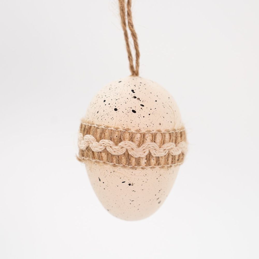 Kit 36 Ovos De Páscoa Bege Branco Enfeitado Pendentes Decorativo