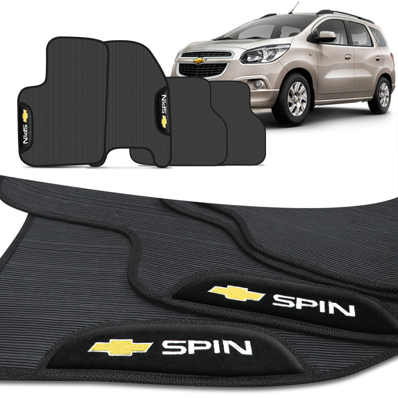 Jogo Tapete PVC Spin 2012 a 2023 Logo Bordada 4 Peças