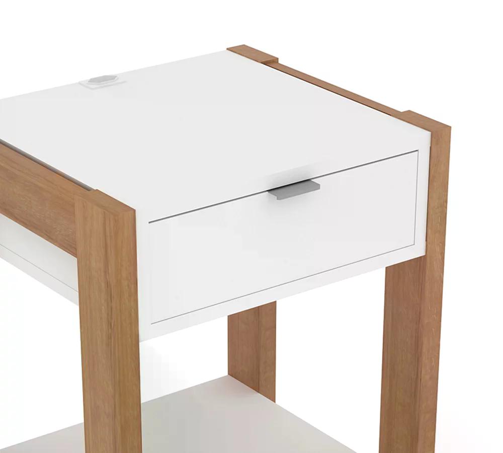 Encontraproduto.com.br - Kit 02 Mesa de Cabeceira Com Tomada 1 Gaveta AZ1016 Tecno Mobili