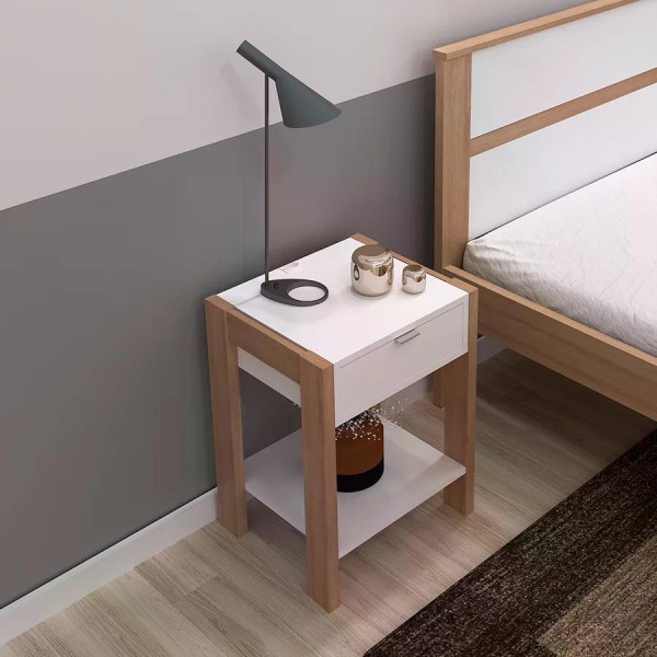 Encontraproduto.com.br - Kit 02 Mesa de Cabeceira Com Tomada 1 Gaveta AZ1016 Tecno Mobili