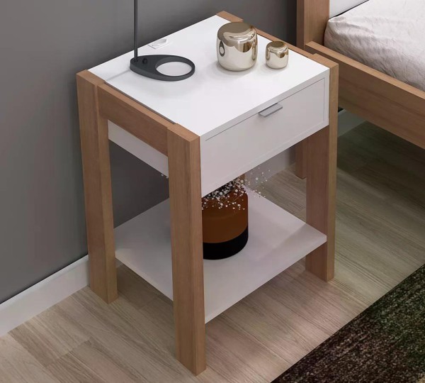 Encontraproduto.com.br - Kit 02 Mesa de Cabeceira Com Tomada 1 Gaveta AZ1016 Tecno Mobili