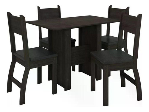 Mesa De Jantar 67x108cm Com 04 Cadeiras Milano J00330 PLN