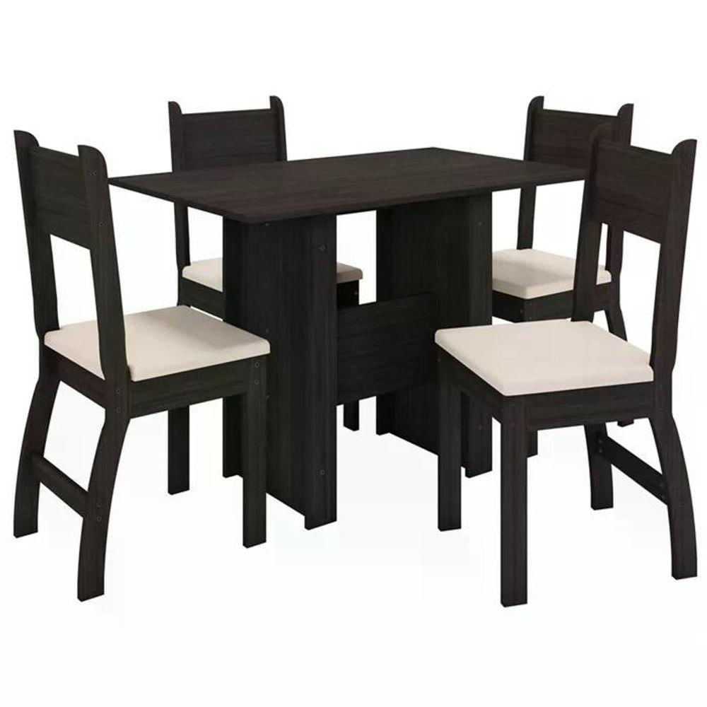 Mesa De Jantar 67x108cm Com 04 Cadeiras Milano J00330 PLN