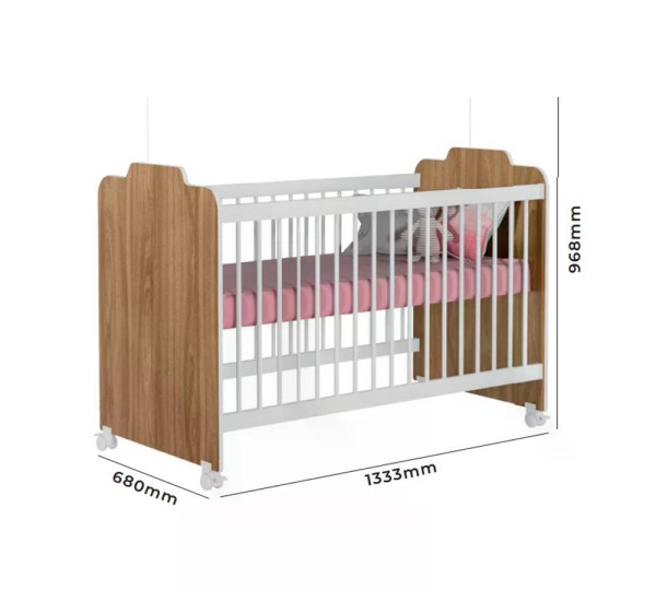 Encontraproduto.com.br - Berço Com Rodizios Ternura 3250 Nature Branco Peternella