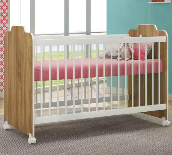 Encontraproduto.com.br - Berço Com Rodizios Ternura 3250 Nature Branco Peternella