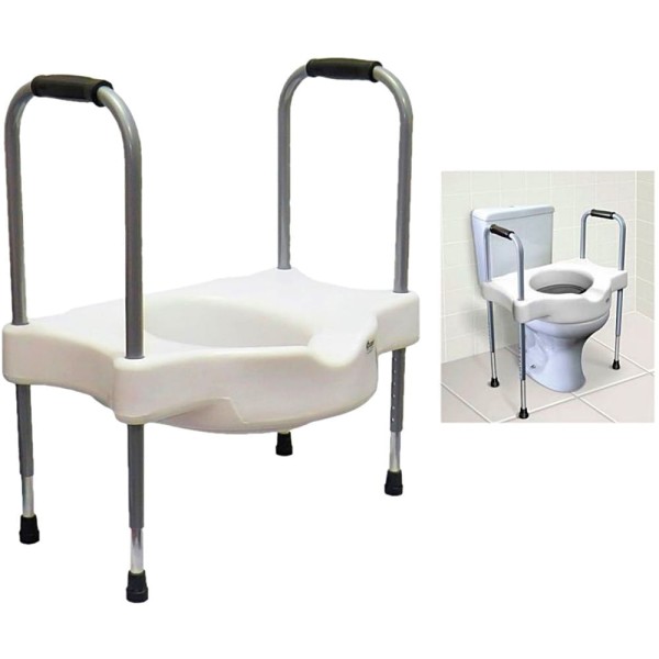 Encontraproduto.com.br - Assento Sanitário Elevado com Alças Reguláveis Sit V - unidade