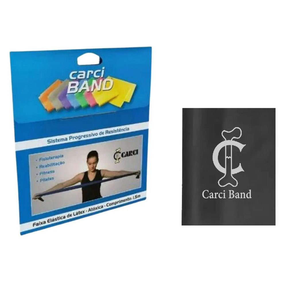 Encontraproduto.com.br - Faixa Elástica para Exercícios Carci Band Forte Preta - unidade