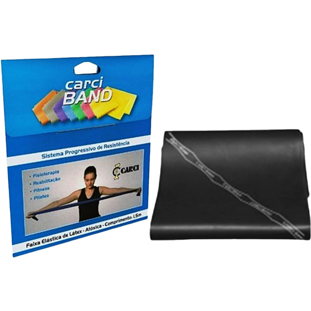 Encontraproduto.com.br - Faixa Elástica para Exercícios Carci Band Forte Preta - unidade