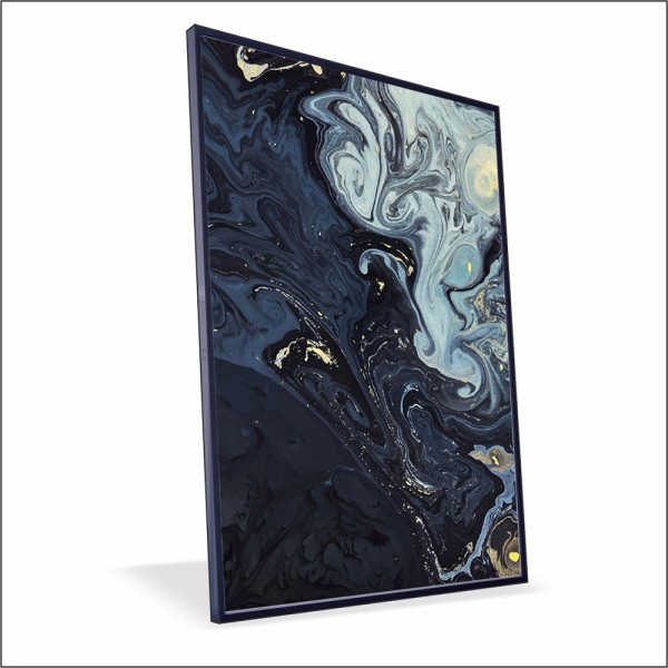 Quadro Abstrato Espacial Vinil Sem Vidro Tamanho-moldura 20x20 Baixa Cor Preta
