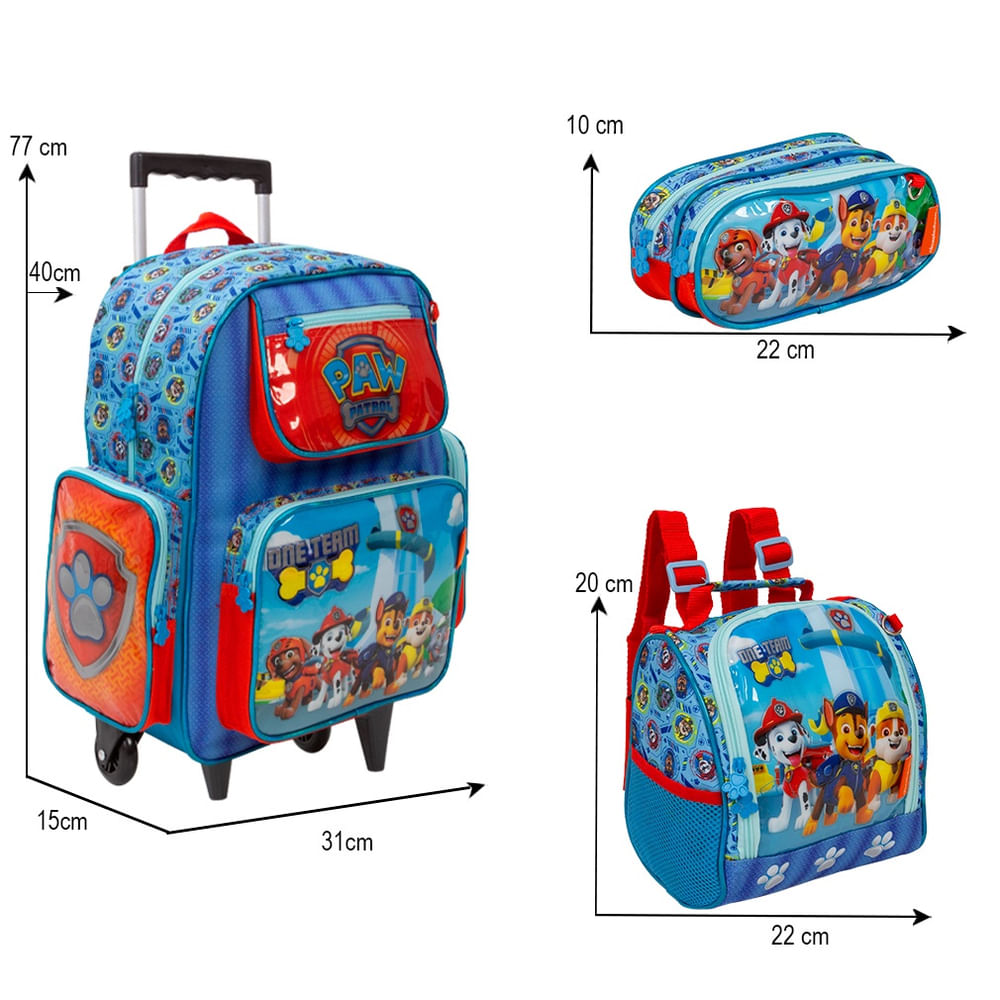 Encontraproduto.com.br - Kit Mochila Infantil Rodinha Patrulha Canina