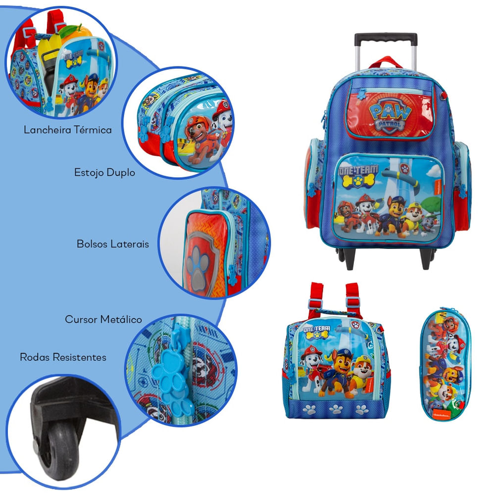 Encontraproduto.com.br - Kit Mochila Infantil Rodinha Patrulha Canina