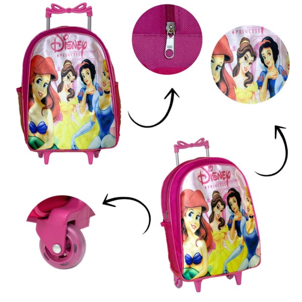 Encontraproduto.com.br - Mochila Menina Rodinha Princesas Lancheira Infantil Toys 2U