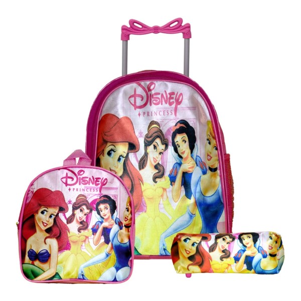 Kit Mochila Infantil Menina Rodinha Princesas Resistente tn