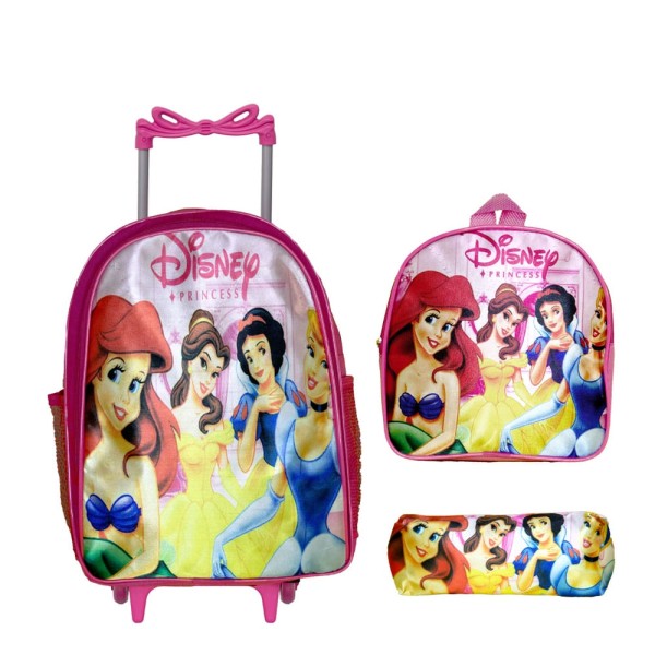Mochila Escolar Feminina Juvenil Princesas Rodinha Passeio