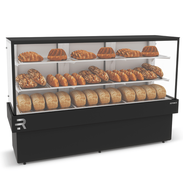Vitrine Seca Confeitaria Vanguard Plus CVPS-1800 Refrimate – Iluminação Led Preta 1.80cm Vidros Temperados
