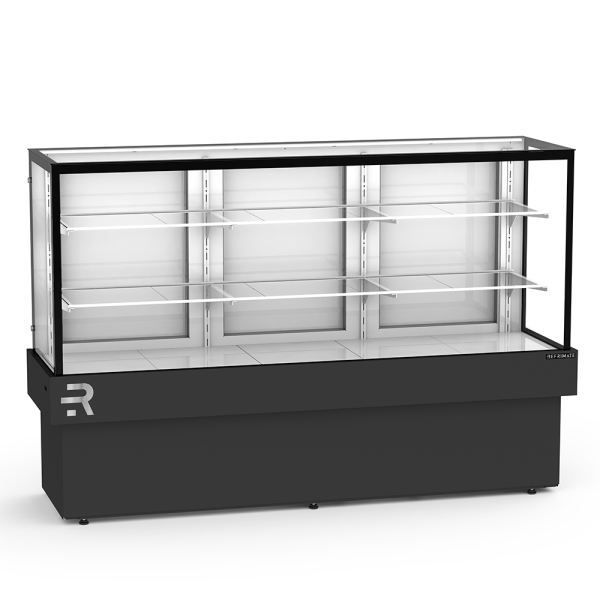 Encontraproduto.com.br - Vitrine Seca Confeitaria Vanguard Plus CVPS-1800 Refrimate – Iluminação Led Preta 1.80cm Vidros Temperados