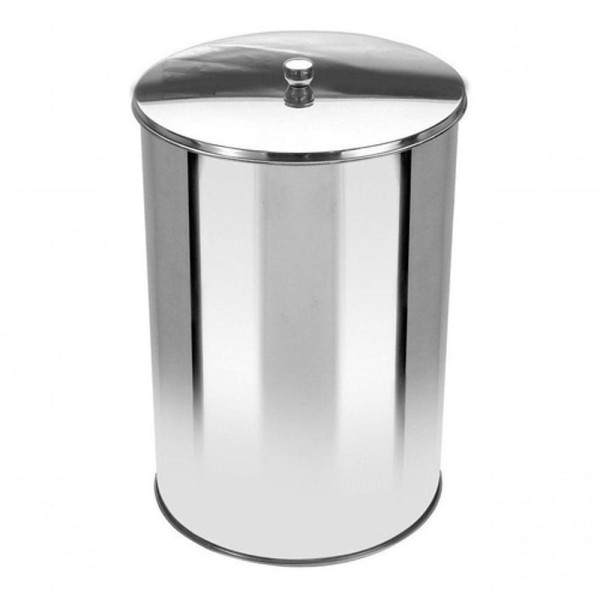 Encontraproduto.com.br - Lixeira Office Redonda Com Tampa Em Aço Inox 10 Litros
