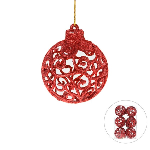 Encontraproduto.com.br - Jogo de Bolas Natalinas com 6 Unidades 6CM Misty Vermelhas - Grillo