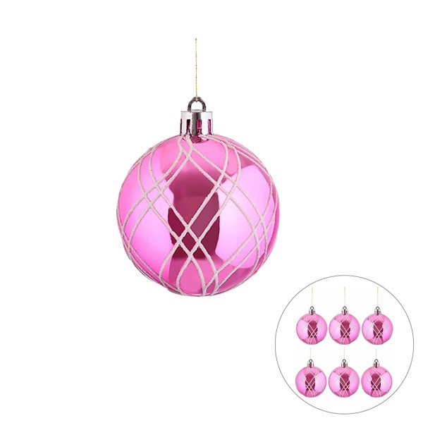 Encontraproduto.com.br - Jogo de Bolas Natalinas com 6 Unidades 6CM Rose - Grillo