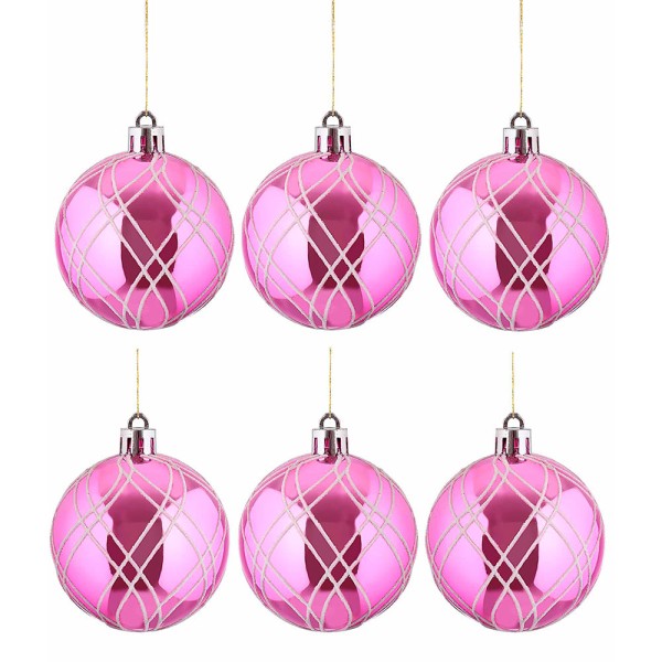 Encontraproduto.com.br - Jogo de Bolas Natalinas com 6 Unidades 6CM Rose - Grillo