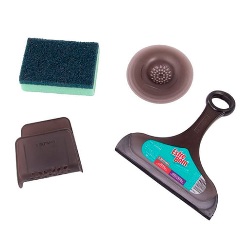 Conjunto para Pia EsfreBom Cinza 4pçs - Bettanin