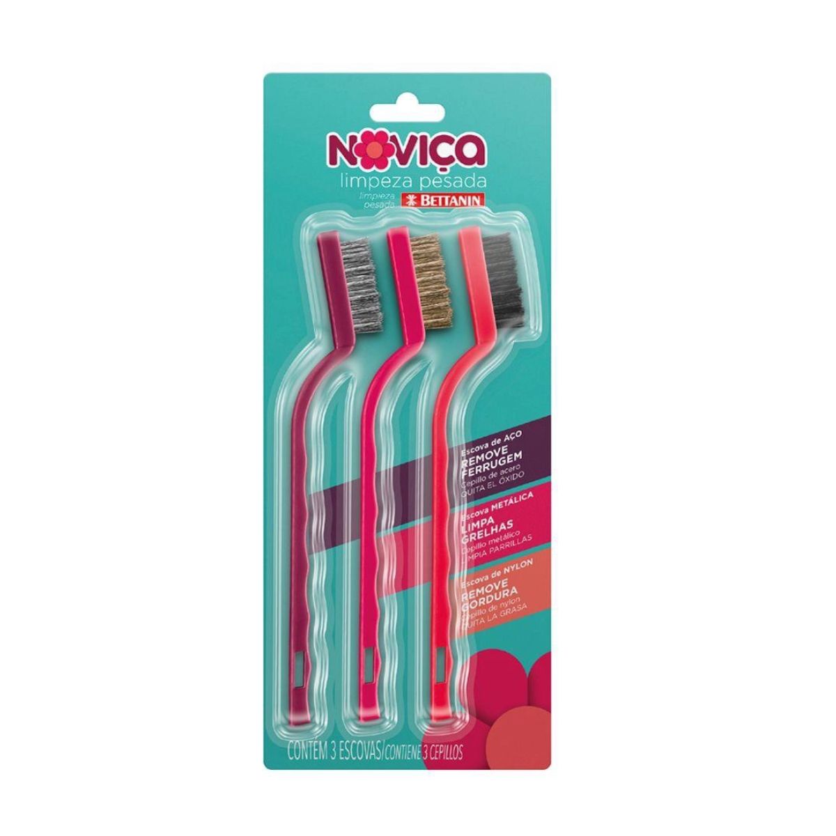 Encontraproduto.com.br - Kit de Escovas para Limpeza Pesada Noviça Bettanin