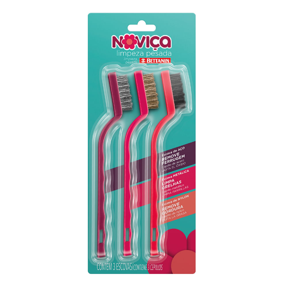 Encontraproduto.com.br - Kit de Escovas para Limpeza Pesada Noviça Bettanin