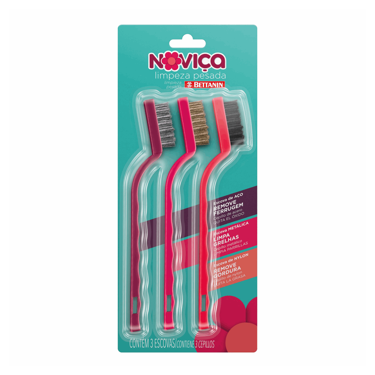 Encontraproduto.com.br - Kit de Escovas para Limpeza Pesada Noviça Bettanin