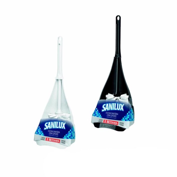 Encontraproduto.com.br - Escova Sanitária com Suporte Preta Sanilux