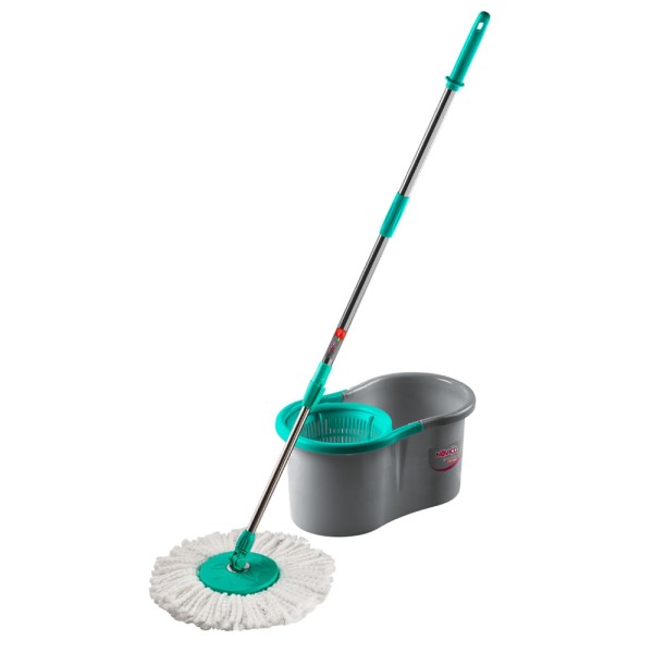 Encontraproduto.com.br - Mop Giratório de Microfibra com Cabo e Balde 12L Noviça Bettanin