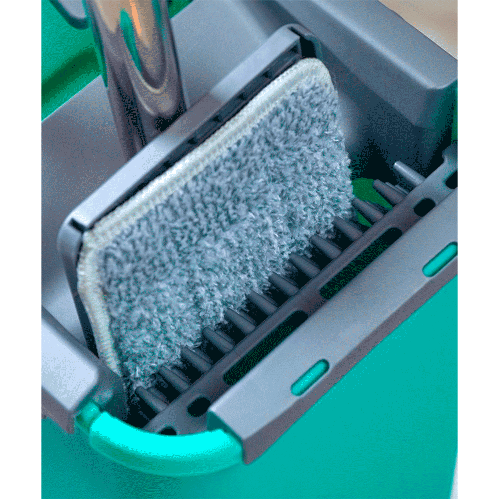 Encontraproduto.com.br - Mop Lava e Seca de Microfibra com Cabo e Balde 7L Noviça Bettanin