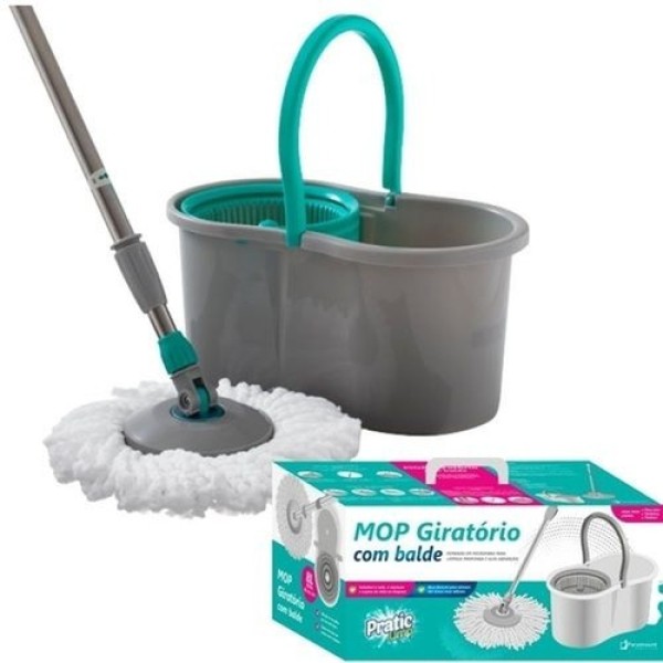 Mop Balde Spin Plástico Brilhus 9L