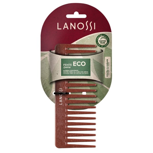 Encontraproduto.com.br - Pente de Cabelo Lanossi Eco Sem Cabo Marrom