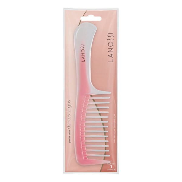 Encontraproduto.com.br - Pente com Dentes Largos Uso Diário Rosé Lanossi