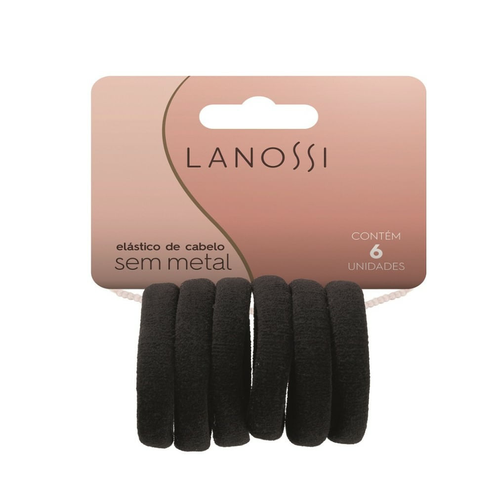 Encontraproduto.com.br - Elástico de Cabelo sem Metal Black Lanossi 6 Unidades