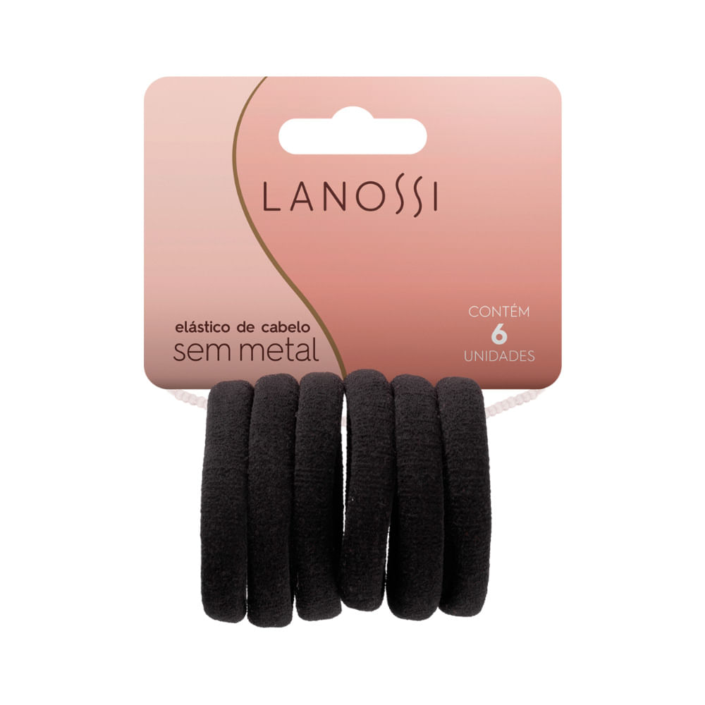 Encontraproduto.com.br - Elástico de Cabelo sem Metal Black Lanossi 6 Unidades