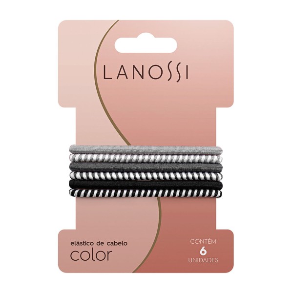 Elástico de Cabelo Hair Ties Daily Silver Lanossi 6 Unidades