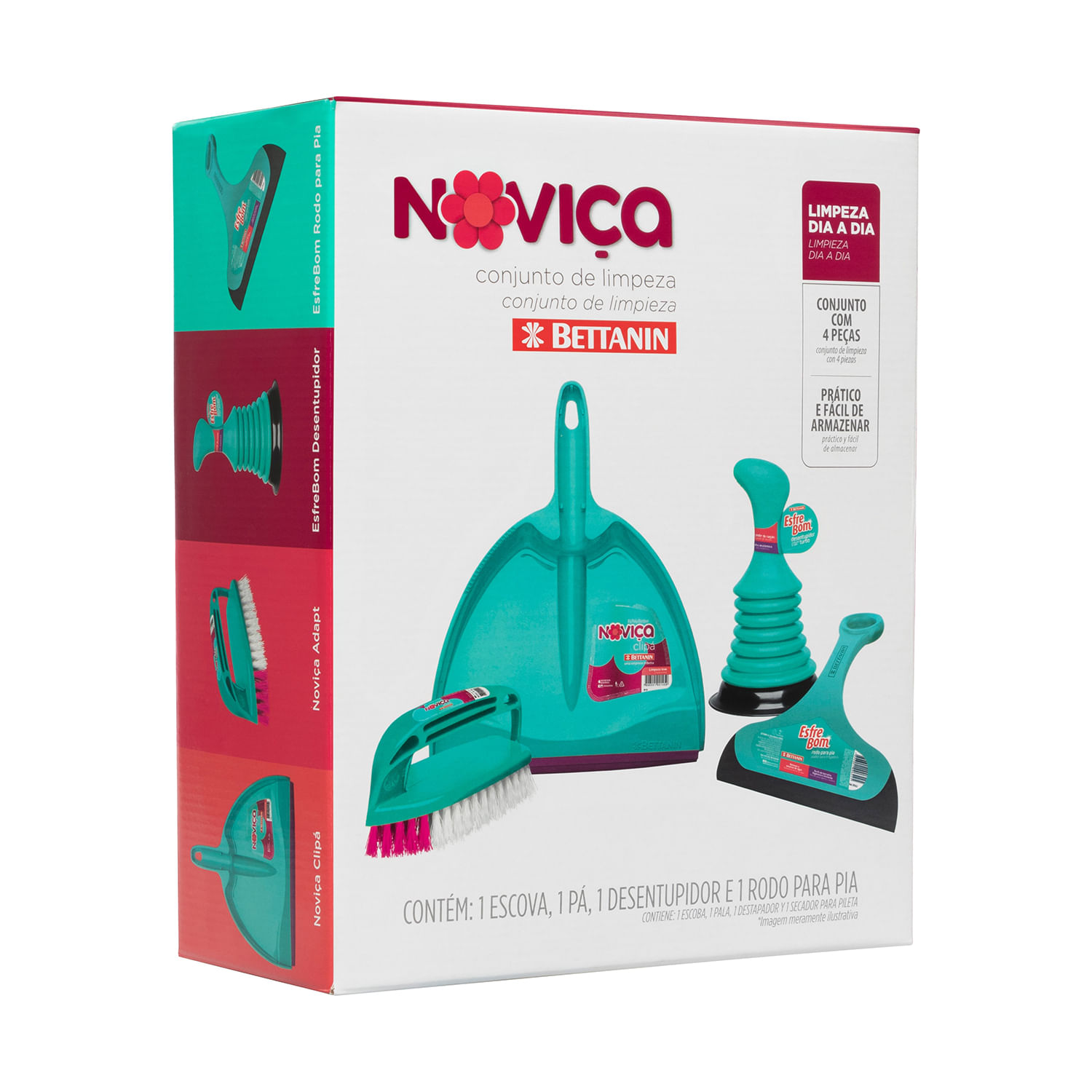 Encontraproduto.com.br - Kit de Limpeza Noviça 4 Peças Bettanin