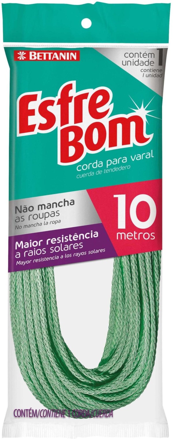 Encontraproduto.com.br - Corda para Varal Revestida EsfreBom Verde 10m - Bettanin