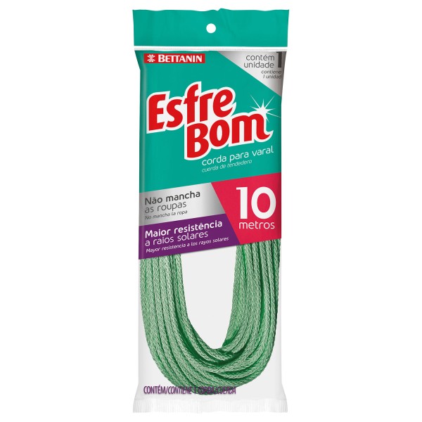 Encontraproduto.com.br - Corda para Varal Revestida EsfreBom Verde 10m - Bettanin