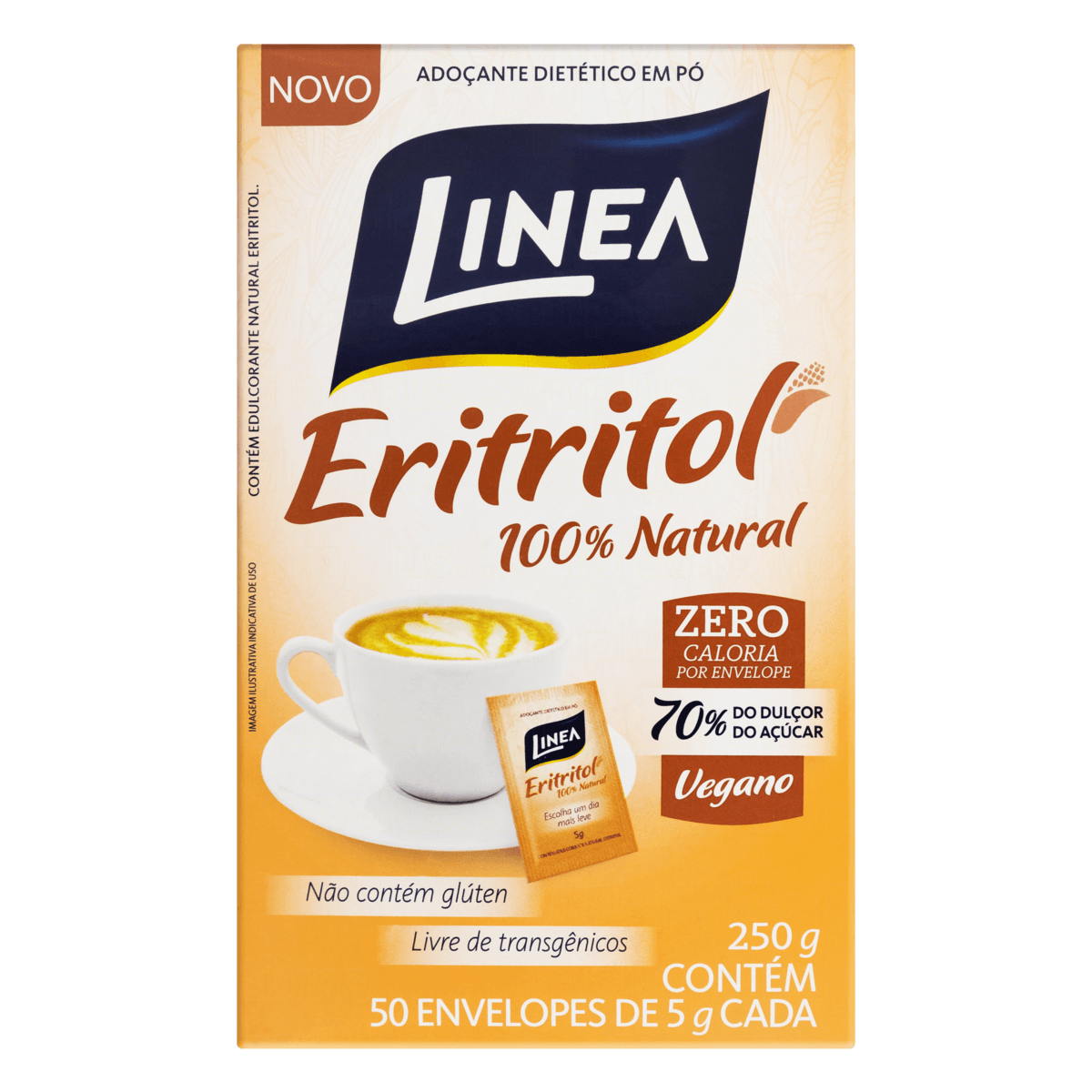Encontraproduto.com.br - Adoçante em Pó LINEA Eritritol 100% Natural com 50 Envelopes de 5g 250g
