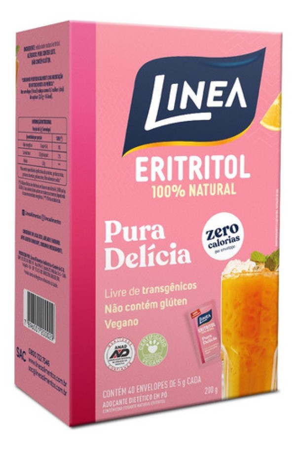 Adoçante em Pó LINEA Eritritol 100% Natural com 50 Envelopes de 5g 250g