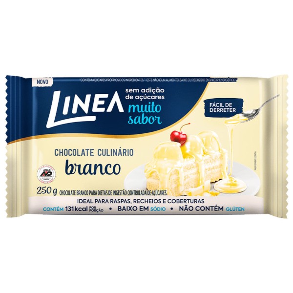 Barra Chocolate Branco Zero Açúcar 250g - Linea
