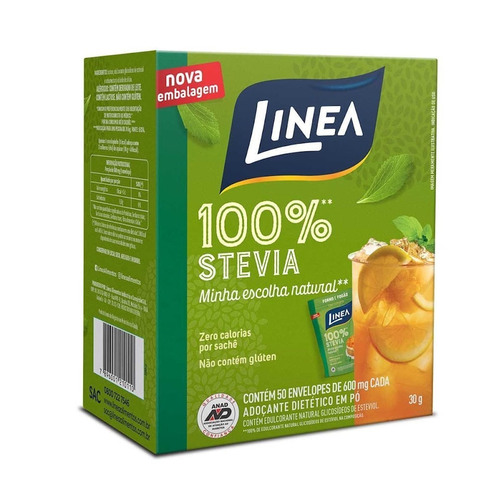 Adoçante em Pó Linea Stevia 50 Sachês de 600mg