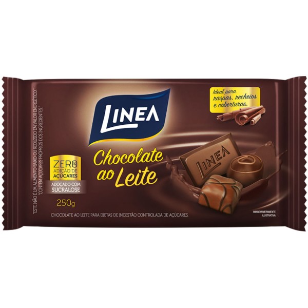 Encontraproduto.com.br - Barra Chocolate Ao Leite Zero Açúcar 250g - Linea