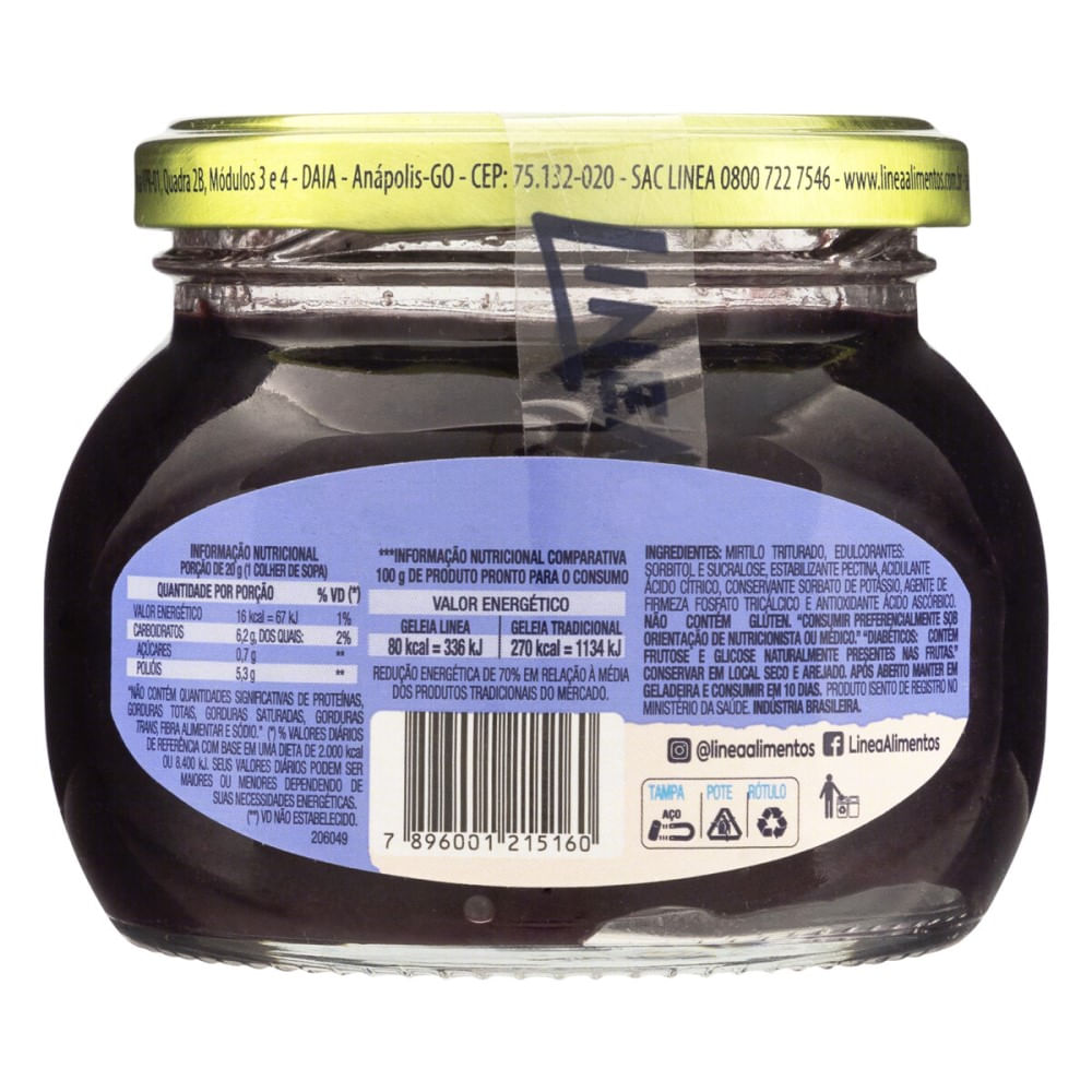 Encontraproduto.com.br - Geleia Linea Mirtilo Pote com 230g