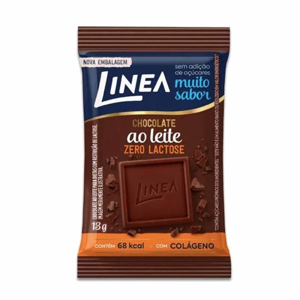 Mini Tablete de Chocolate Ao Leite Zero Lactose Zero Açúcar 13g - Linea