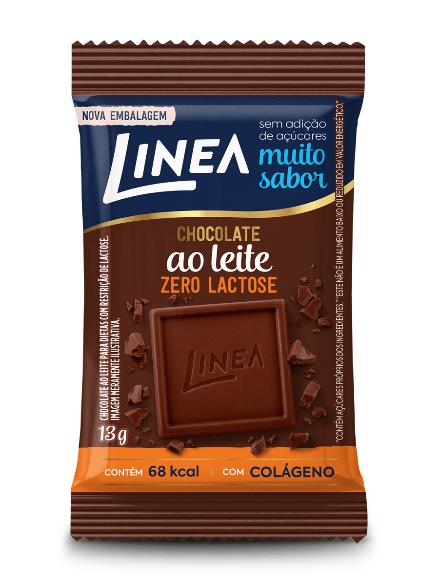 Encontraproduto.com.br - Mini Tablete de Chocolate Ao Leite Zero Lactose Zero Açúcar 13g - Linea