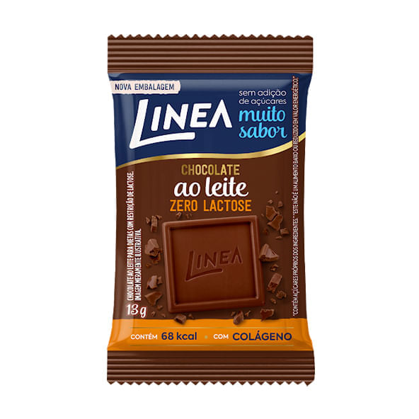 Encontraproduto.com.br - Mini Tablete de Chocolate Ao Leite Zero Lactose Zero Açúcar 13g - Linea